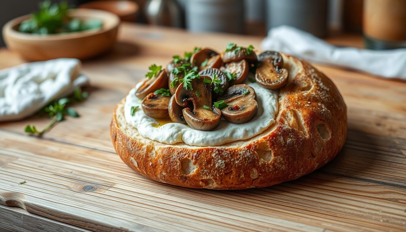 sourdough with ricotta and mushrooms