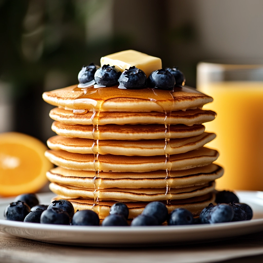 Vegan pancakes topped with banana slices and walnuts